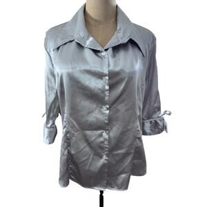 "RAVE CITY" Vintage Y2K Button Up 3/4 Sleeve Clubwear Office Work‎ Sexy Dressy